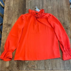 NWT J CREW Ruffleneck top in 365 crepe BLOUSE